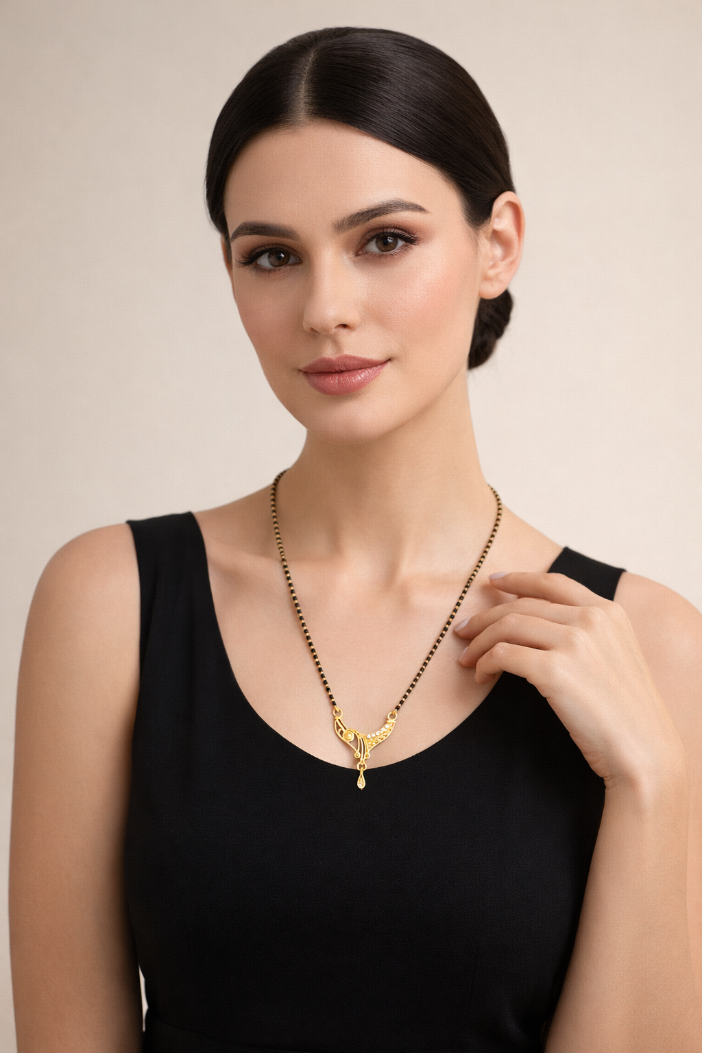 Gold-Plated Minimalist Mangalsutra with Elegant CZ Accent Pendant for Women