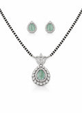 Elegant Green Stone AD Mangalsutra Set with Matching Earrings for Women