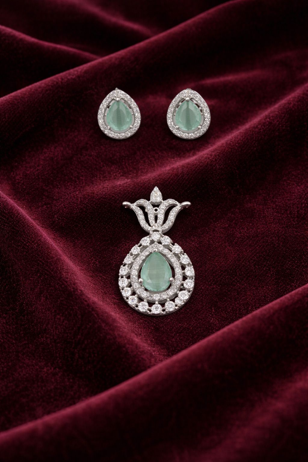 Elegant Green Stone AD Mangalsutra Set with Matching Earrings for Women
