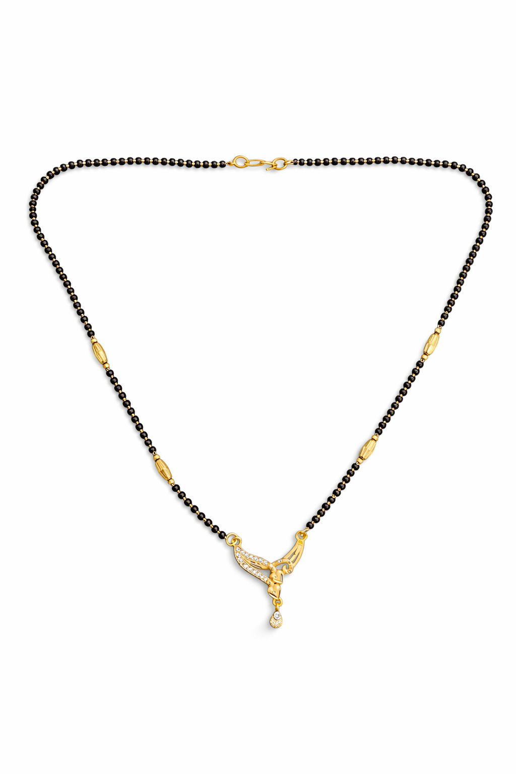 Gold-Plated Mangalsutra with American Diamond Wing Pendant for Women